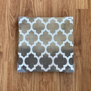 Brown and silver arabesque pattern canvas
